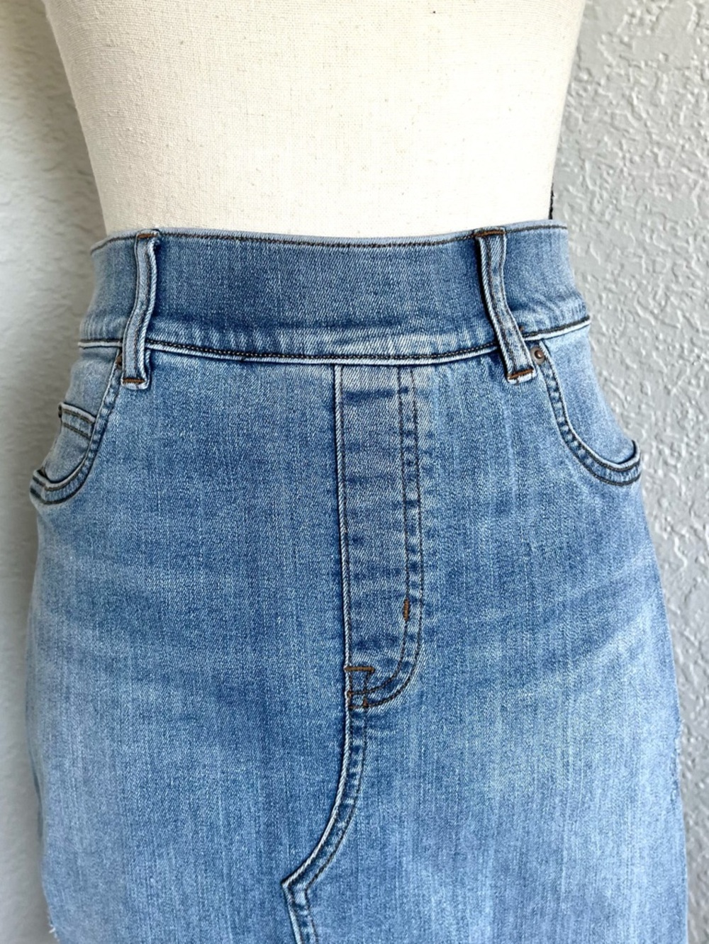 Spanx Distressed Denim Skirt - Picture 2 of 6